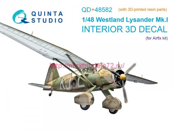 QD+48582   3D Декаль интерьера кабины Westland Lysander Mk.I (Airfix) (с 3D-печатными деталями) (thumb89449)